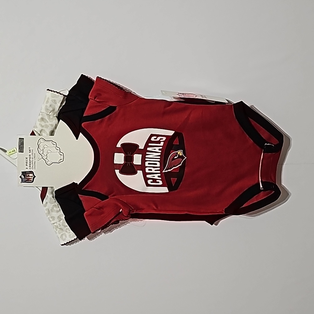 3-6m NFL AZ Cardinals 3 Piece Onesie Set